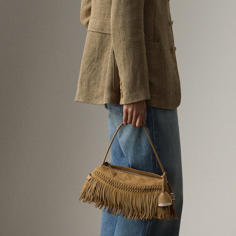 Ralph Lauren Collection Tan Fringe Shoulder Bag - Picture 4 of 13